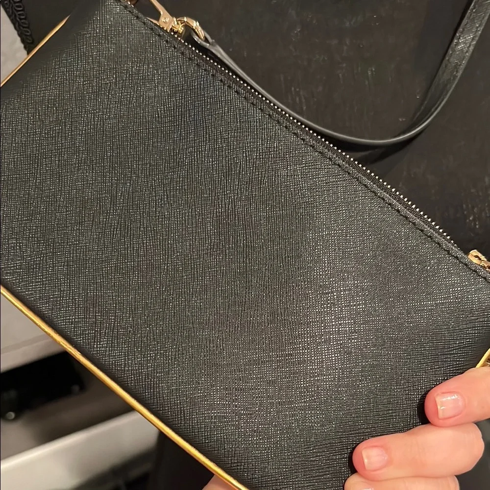 Michael Kors Black Clutch with Gold Hardware